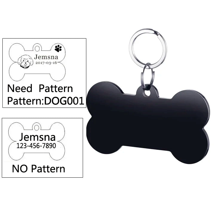 Custom Dog ID Tag with Free Engraving - Pet Collar Harness Pendant for Cats Puppy Kitten Leash Accessories Pet Supplies