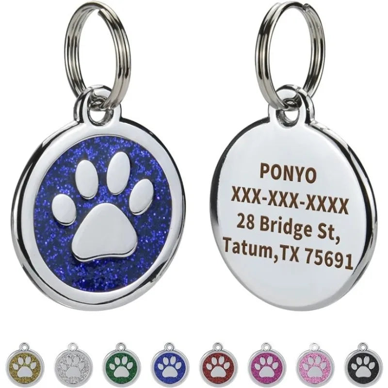 Pet ID Tags Free Engraving Pet Anti-lost Collar Pendant Personalized Puppy Name Tag Cat Paw Decoration Customized Product Horizon