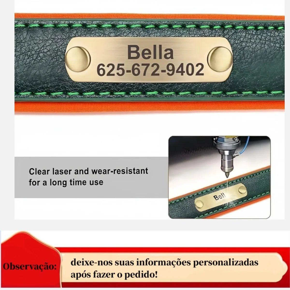 Personalized Leather Dog Collar with Free Engraved Name Horizon