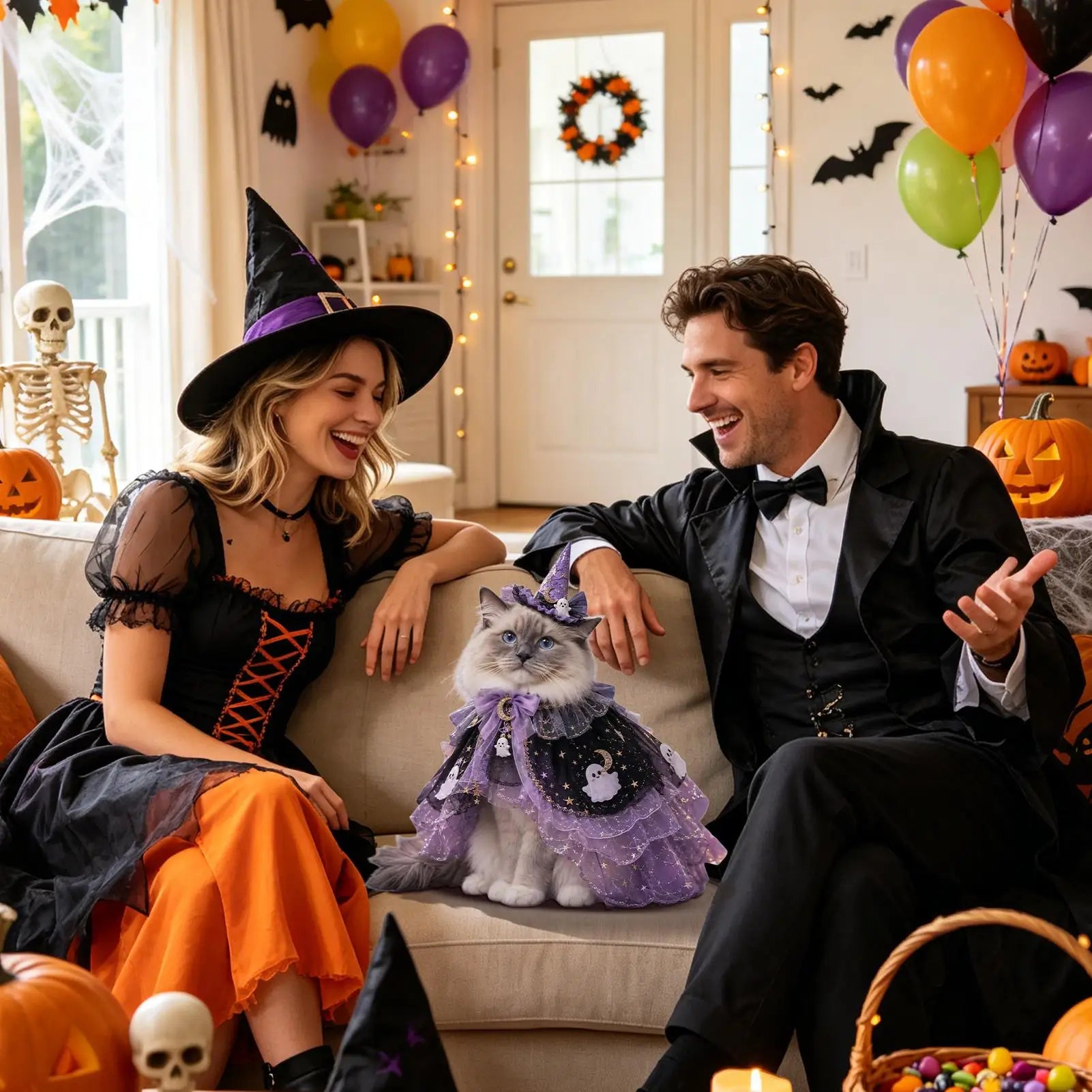 Cat Halloween Costume For Pets Pet Cosplay Cloak Photo Prop Cat Apparel Party Outfit For Home Party Holiday Gathering Outdoor