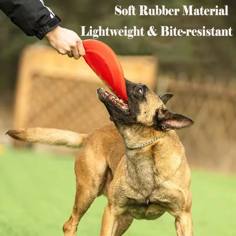 Pet Flying Disc Interactive Training Toy Outdoor Throwing Soft Rubber Flying Saucer For Dogs Exercise Play Fetch Training Supply