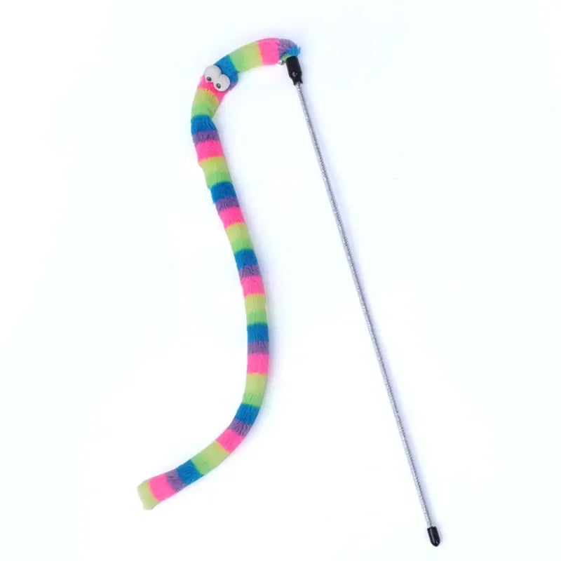 Cat Toy Feather Cats Teaser Wand Cats Interactive Toy Funny Caterpillar Colorful Rod Teaser Wand Pet Cat Supplies Pets Accessory
