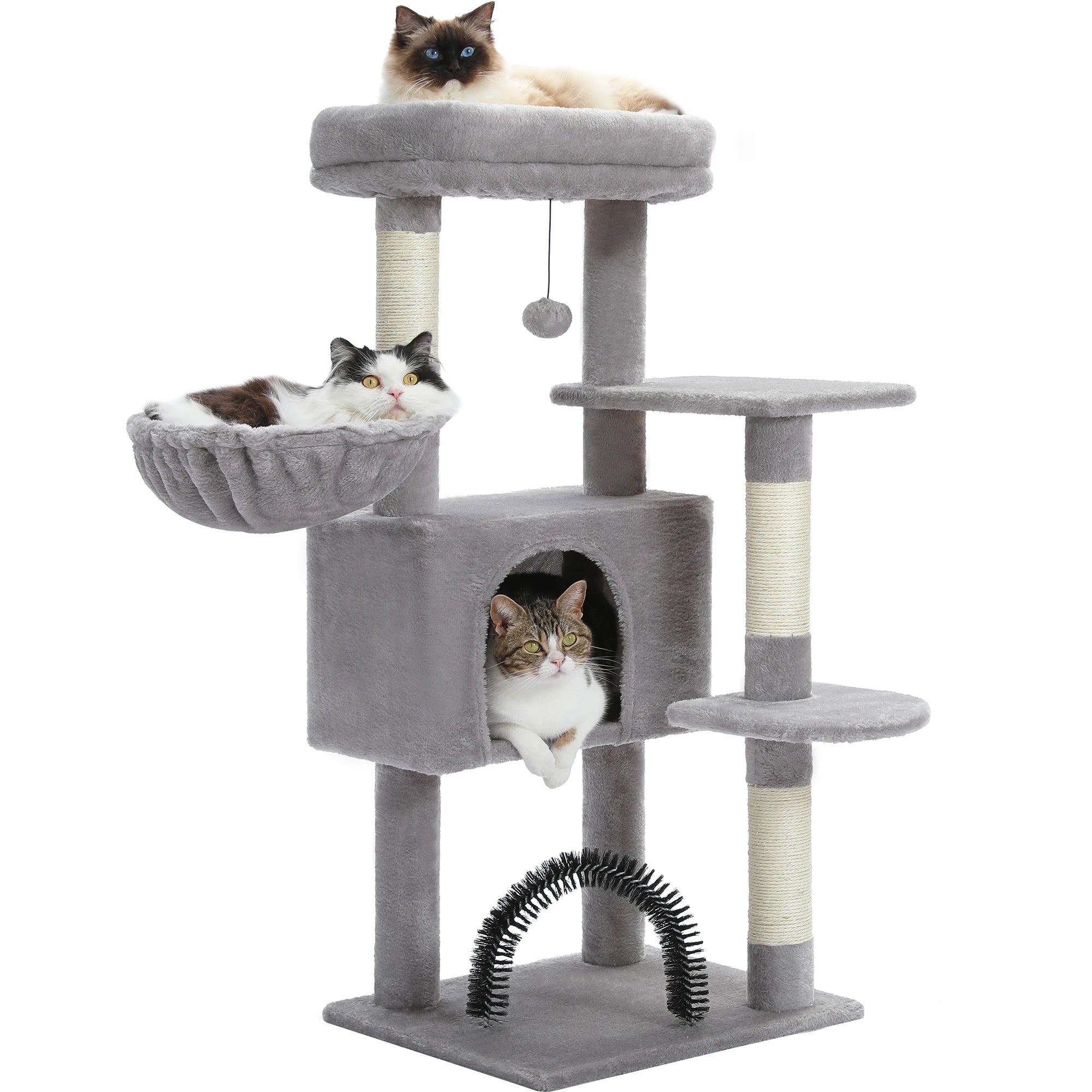 Cat Tree Tower for Indoor Cats with Toys Plush Perch Hammock Sisal Scratching Posts Cat Condo House Pet Furniture Play Center