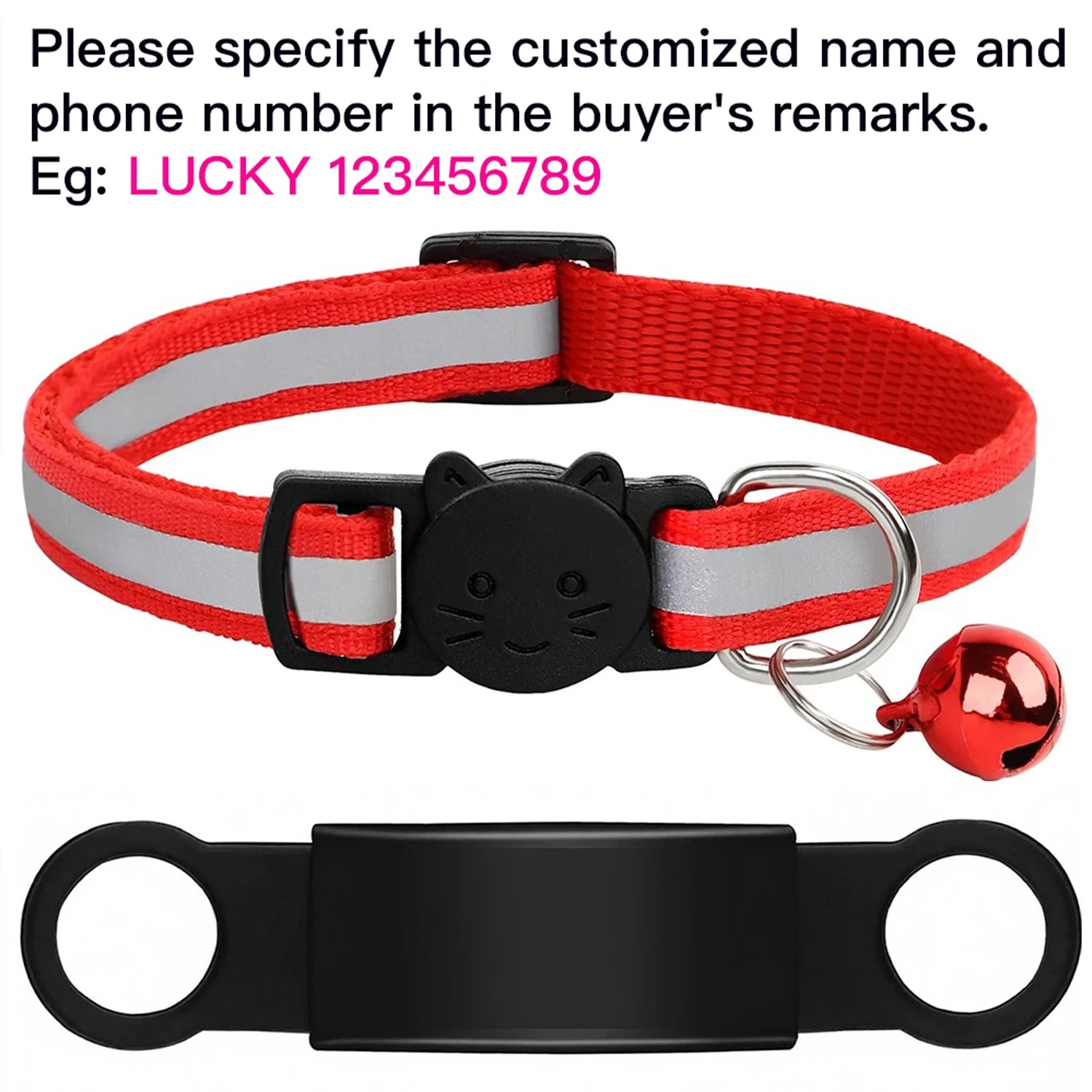 Customized Pet Collar Reflective Cat Collars Free Engraved Puppy Kitten Pet ID Nameplate Necklace With Bell Anti-lost For Cats