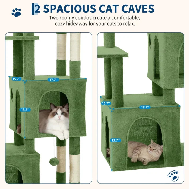 Multi-Level Cat Tree Tower for Large Cats Maine Coons with Perch Condos Sisal Scratching Posts Play Toys Indoor Cat Furniture