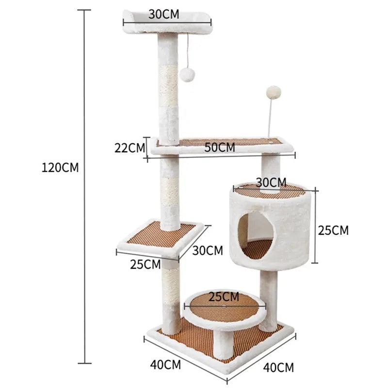 Sky Tower Cat Tree - All-in-One Multi-Level Cat Climber with Condo, Scratching Posts & Jumping Platforms, Giant Cat Furniture