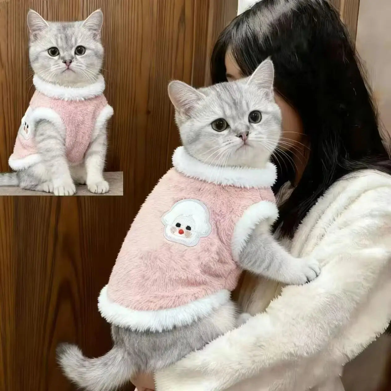 Adorable Autumn and Winter Cat Winter Clothes, Thickened Vest for Warmth, Anti-Fall Design for Puppies, Kittens, and Small Pets