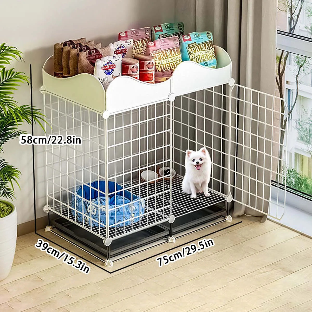 Modular Dog Cage for Small and Medium-Sized Puppies, with a Pull-Out Tray, Suitable for Corgis, Teddy Dogs, and Pomeranians, Indoor Home Dog Enclosure