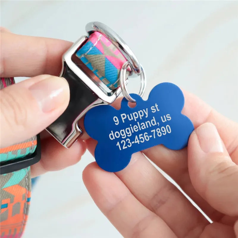 Personalized Pet ID Tag Dog Cat Nameplate Address Number Aluminum Collar Accessories Free Engraving ID Tags for Collar