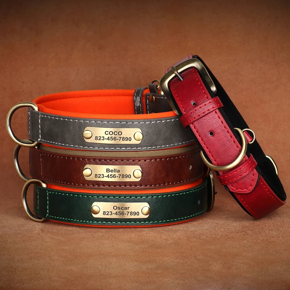 Personalized Leather Dog Collar with Free Engraved Name Horizon
