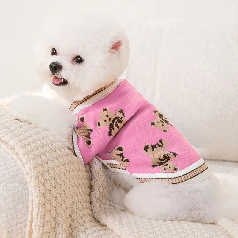 Striped Dog Cardigan Sweater — Warm Winter Coat for Small Dogs Horizon