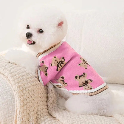 Striped Dog Cardigan Sweater — Warm Winter Coat for Small Dogs Horizon