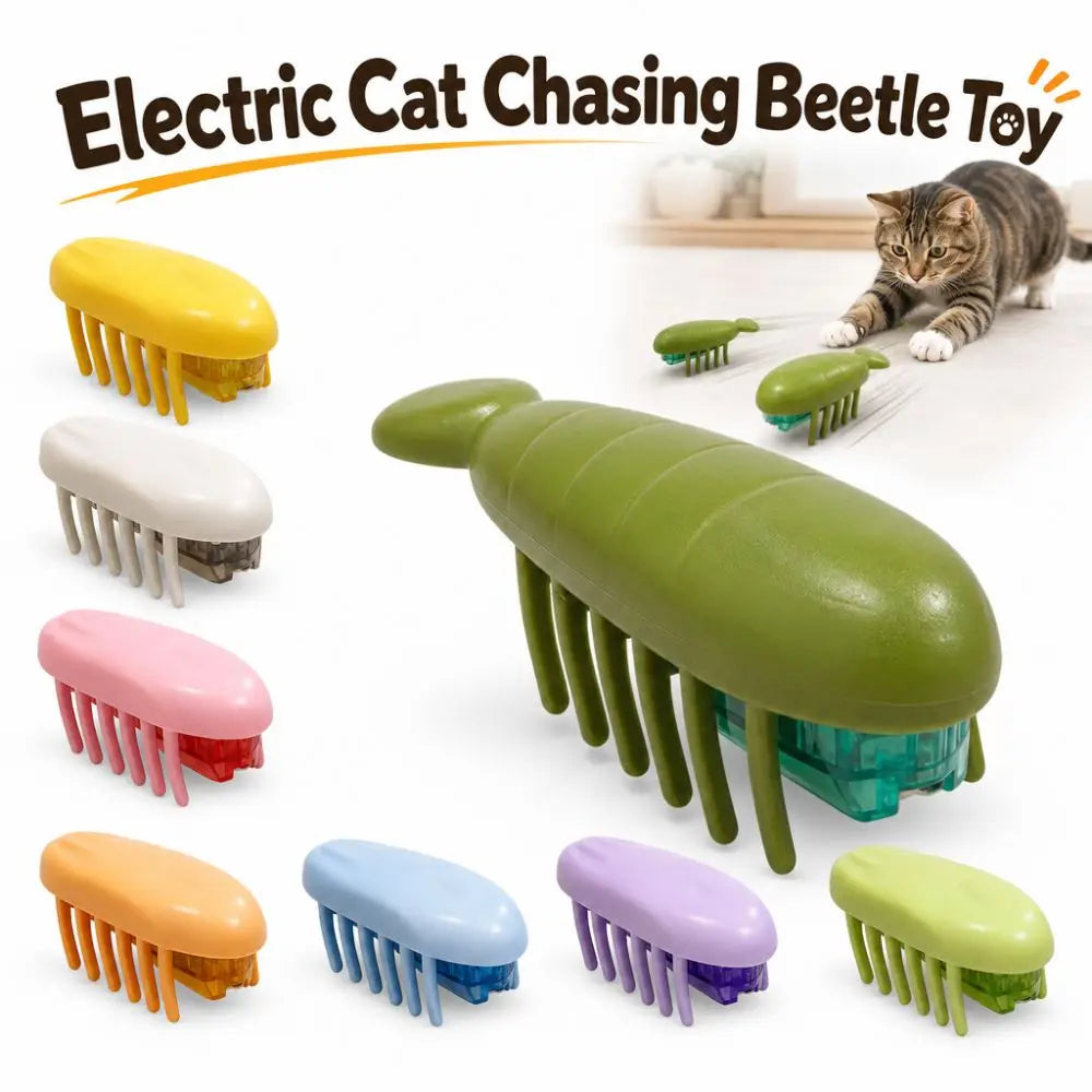 Interactive Play Electric Cat Chasing Beetle Toy TPU Release Energy Jumping Bug Cat Toy Sturdy Durable Moving Insect Cat Toy