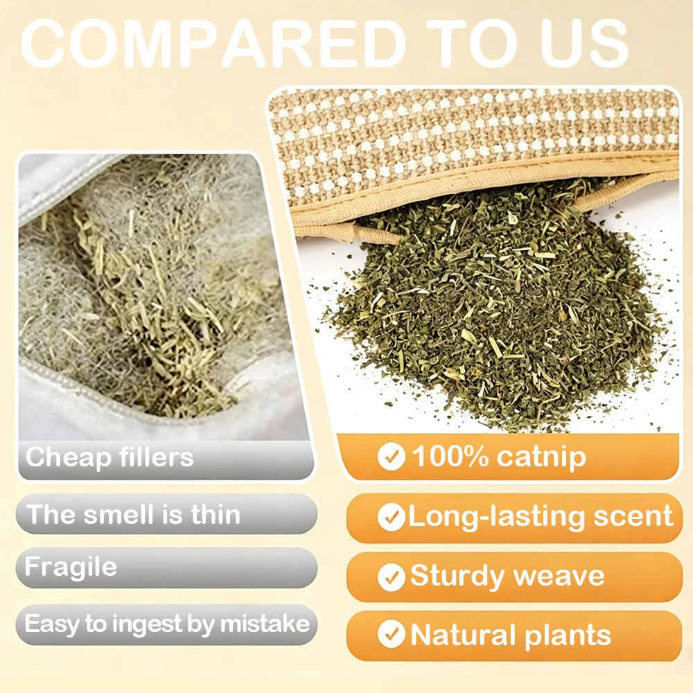 Catnip Pillow Interactive Kicker Toy Sisal Cat Scratcher Chew Toy for Indoor Cats Teeth Grinding Bite Resistant Catnip Toys