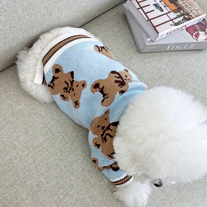 Striped Dog Cardigan Sweater — Warm Winter Coat for Small Dogs Horizon