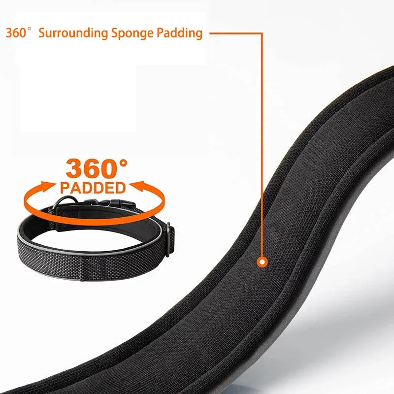 Large Dog Collar Pet Reflective Adjustable Collar for Medium Big Dogs Outdoor Walking Training Supplies
