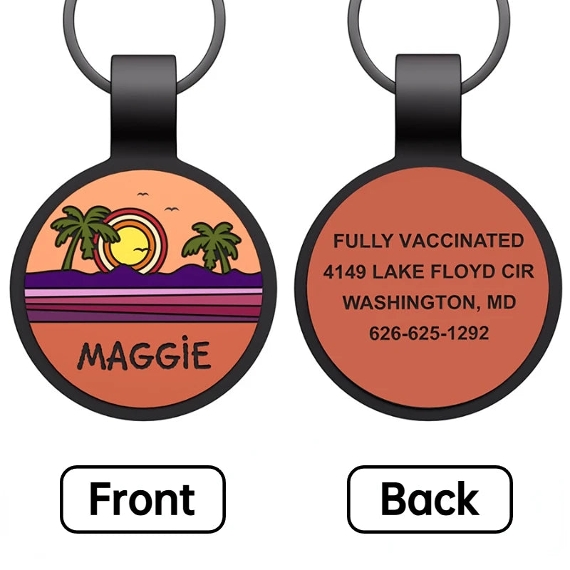 Round Shape Pets Anti-lost Label Puppy Dog Cat Collar Name Tag Customized Dogs Accessoires Personalized Pet ID Tags Pendant