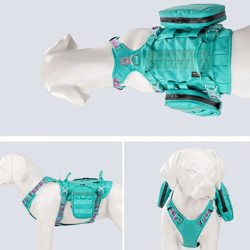 Winhyepet  Dog Harness with Backpack Multifunctional 3M Reflective Puppy Great and Small Pet collar Tactical Accessories YH1806