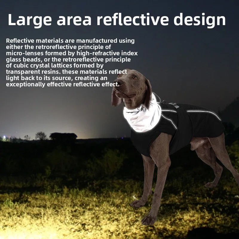 Winter Waterproof Dog Jacket with Reflective Strips, Thick Warm Coat for Pets, Adjustable with D-Ring, S-3XL
