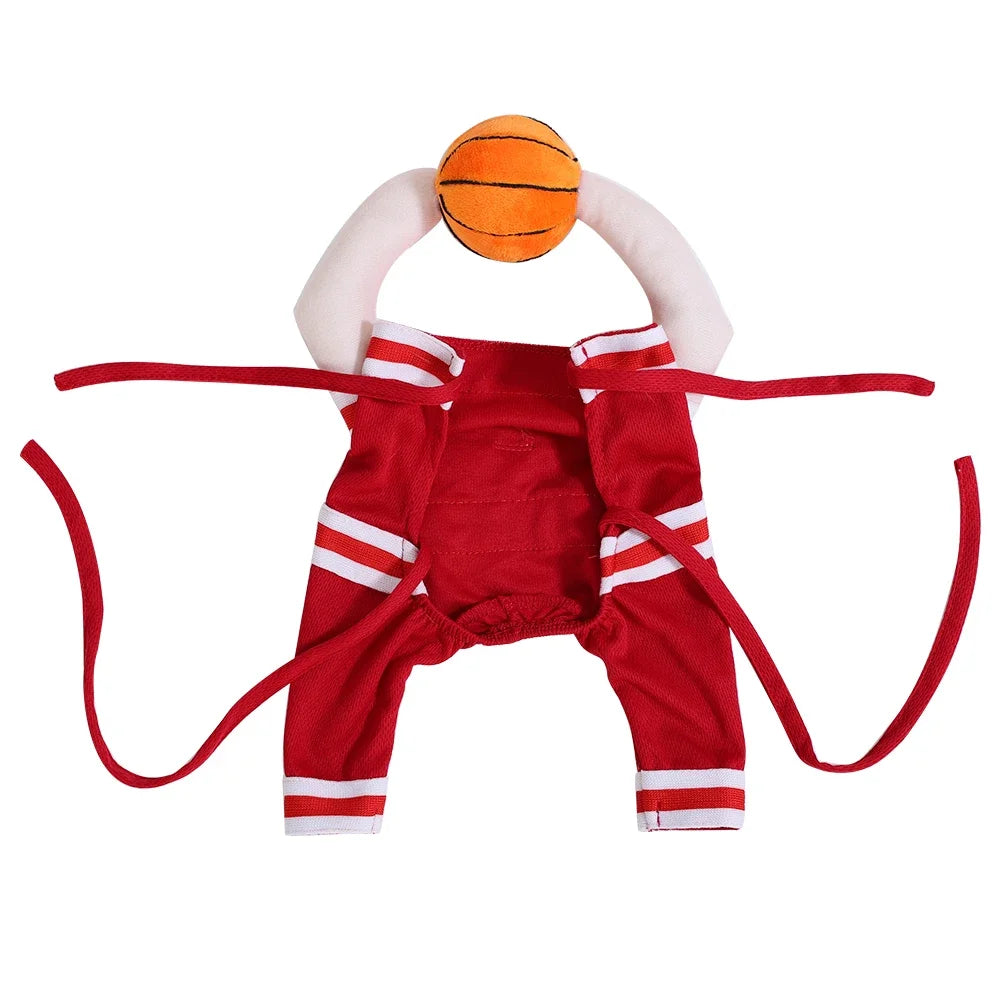 Cat Basketball Costume With Ball For Small Big Dogs Cats Funny Halloween Kitten Sport Outfits Pet Cosplay Sportswear Party Gifts