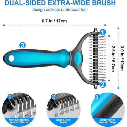 2-in-1 Stainless Deshedding Brush &amp; Fur Knot Cutter Horizon
