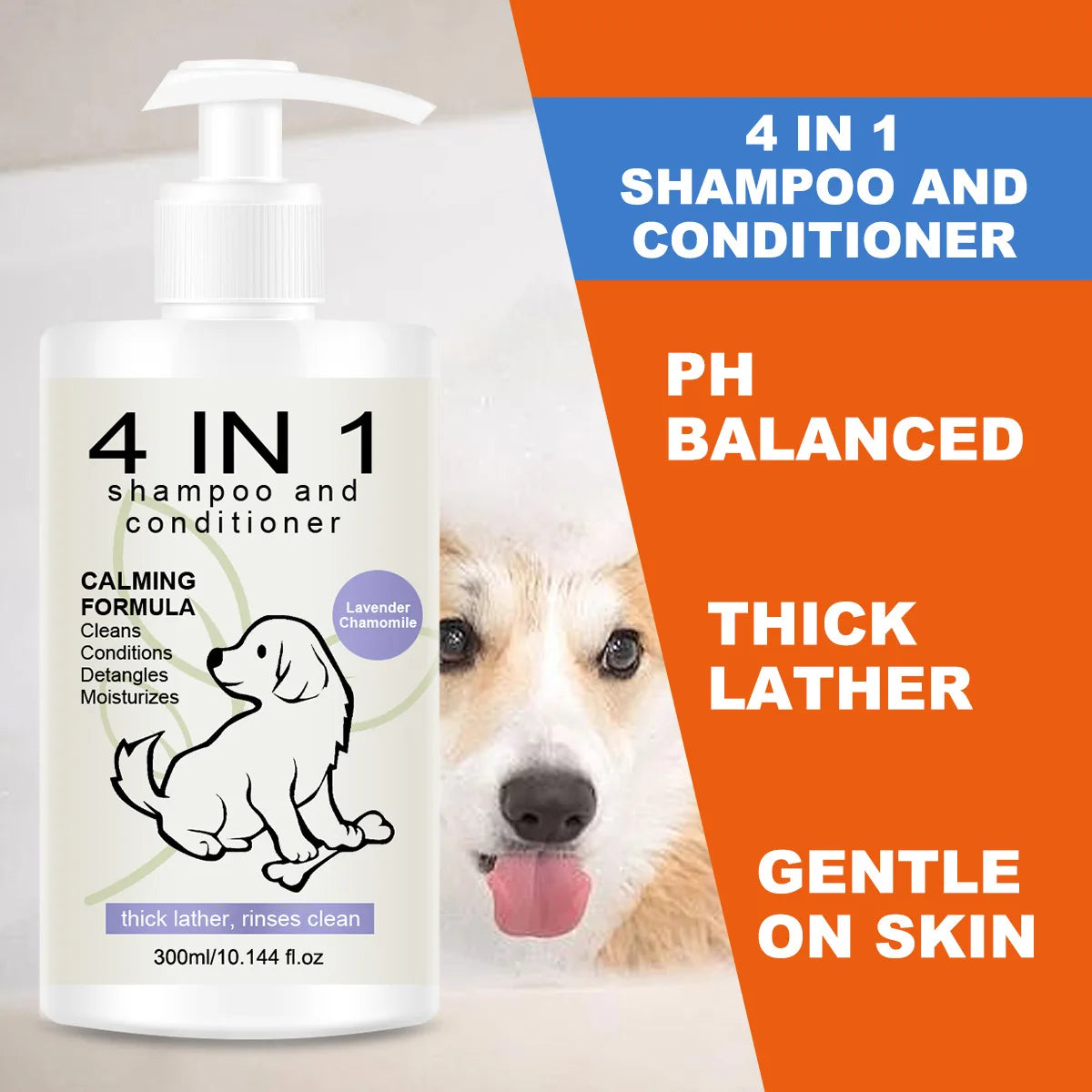 4 in 1 Pet Shampoo and Conditioner Special Shampoo for Dogs and Cats Keep Pets Clean and Fragrant to Prevent Hair Loss