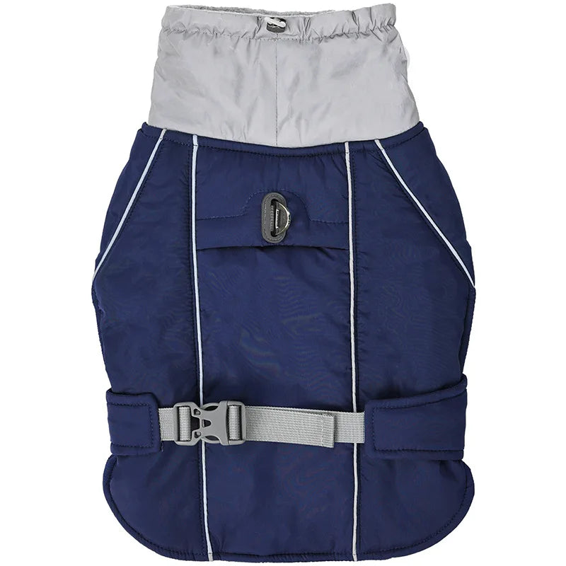 Winter Waterproof Dog Jacket with Reflective Strips, Thick Warm Coat for Pets, Adjustable with D-Ring, S-3XL