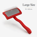 Professional Pet Grooming Hair Remover Brush Long Red Crank Handle with Stainless Steel Pin for Dog Soft Massage