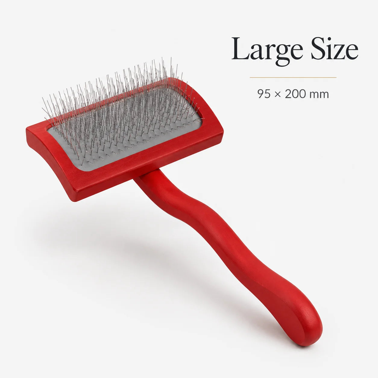 Professional Pet Grooming Hair Remover Brush Long Red Crank Handle with Stainless Steel Pin for Dog Soft Massage