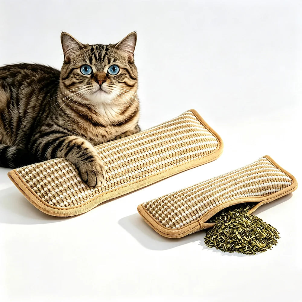 Catnip Pillow Interactive Kicker Toy Sisal Cat Scratcher Chew Toy for Indoor Cats Teeth Grinding Bite Resistant Catnip Toys