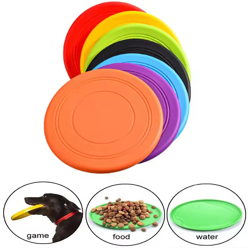 Pet Flying Disc Interactive Training Toy Outdoor Throwing Soft Rubber Flying Saucer For Dogs Exercise Play Fetch Training Supply