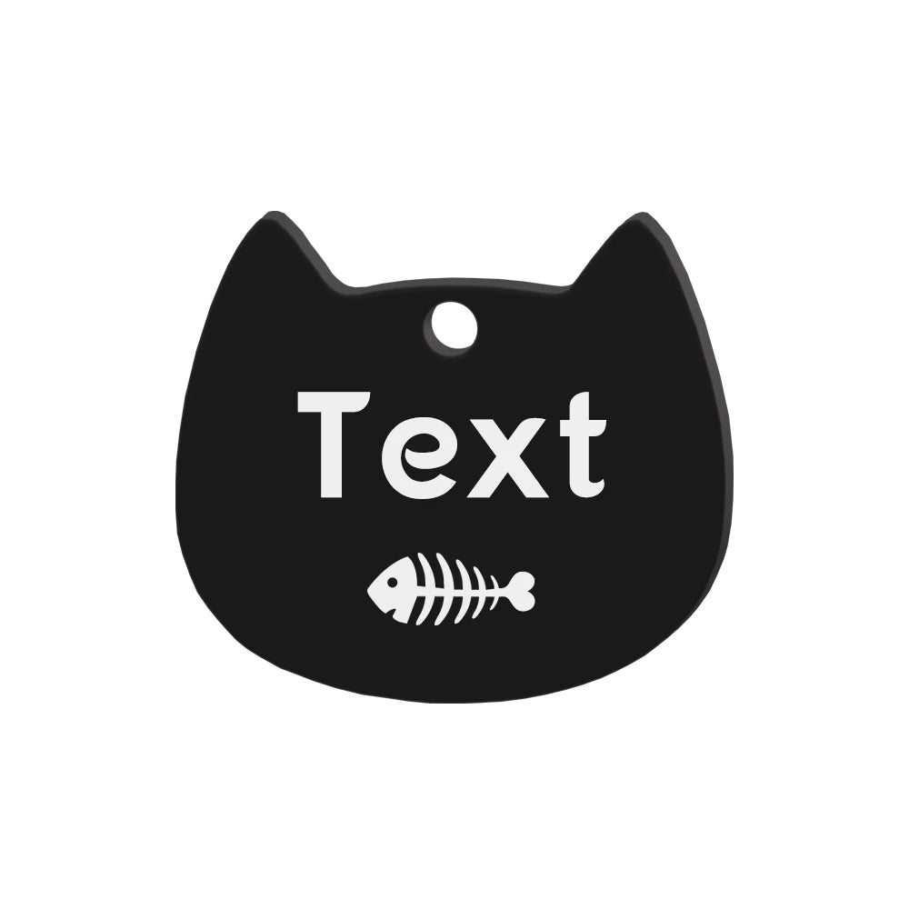Custom Cat Face Id Dog Tags Name Tags Stainless Steel Plate Decoration Personalized Engraving Animal Chain Charm with number