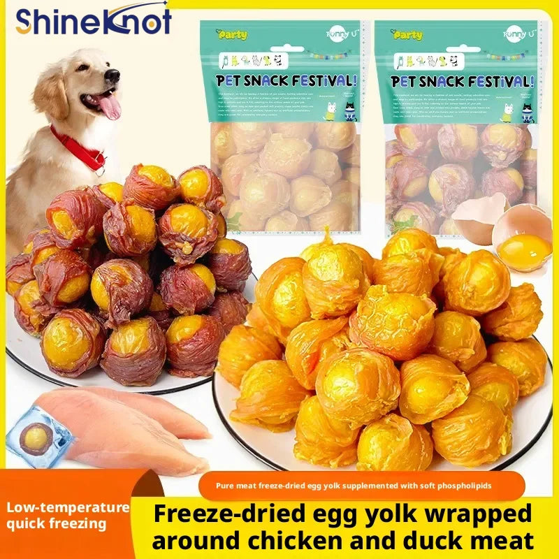 SHINEKNOT Pet Snacks Pure Chicken And Duck Meat Pack Freeze-Dried Egg Yolk Beautiful Fur Clean Teeth 200g Dog Snacks