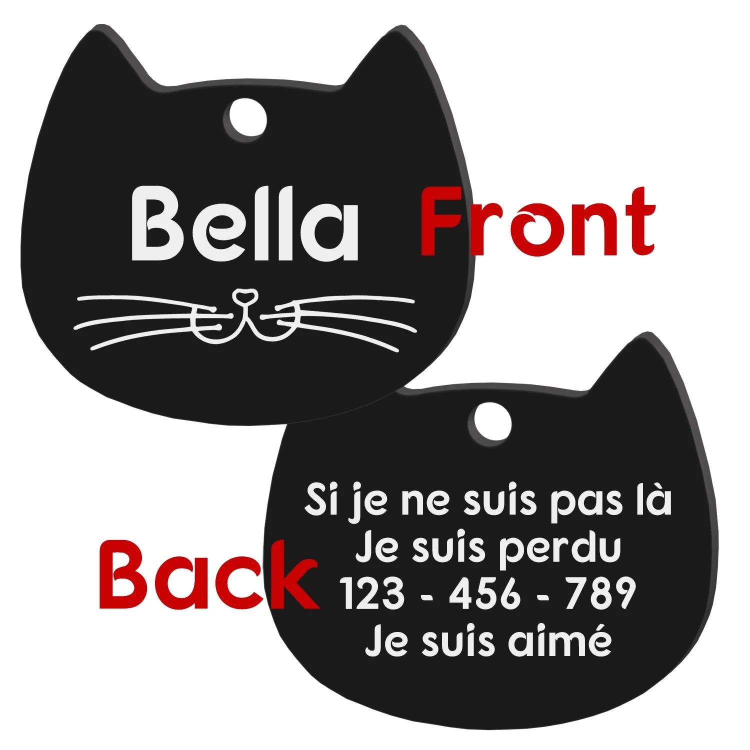 Custom Cat Face Id Dog Tags Name Tags Stainless Steel Plate Decoration Personalized Engraving Animal Chain Charm with number