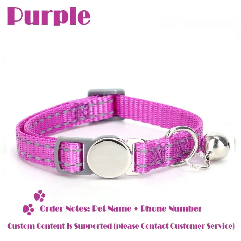 Personalized Cat Collar Pet ID Tag Name Custom Free Engraved ID Nameplate Kitten Puppy Anti-lost Nametag Safety Buckle Necklace