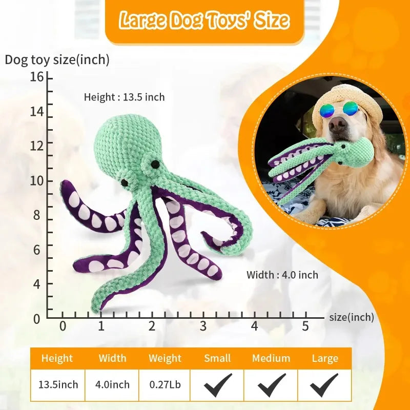 Pet Octopus Dog Toy,Indestructible Dog Toys for Aggressive Chewers,Squeaky Interactive Dogs Anxiety Toy for Small and Large Dogs