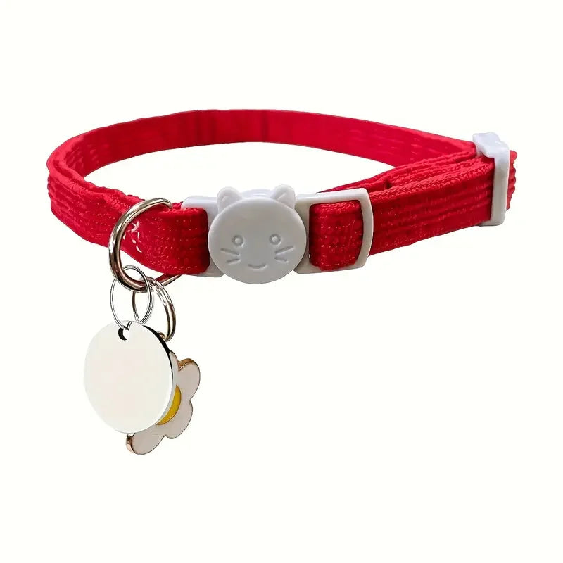 Customized Pet Nameplate Adjustable Corduroy Flower Charm Cat ID Tag Collar Breakaway Neck Collar for Small Dogs Puppy Kitten