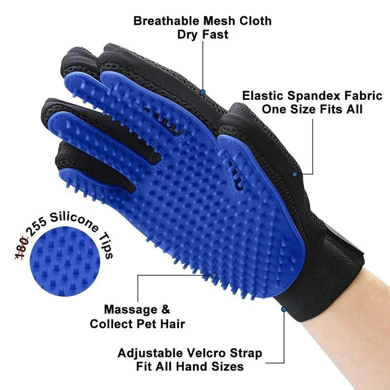 Silicone Pet Grooming Gloves — Hair Removal &amp; Bath Brush Horizon