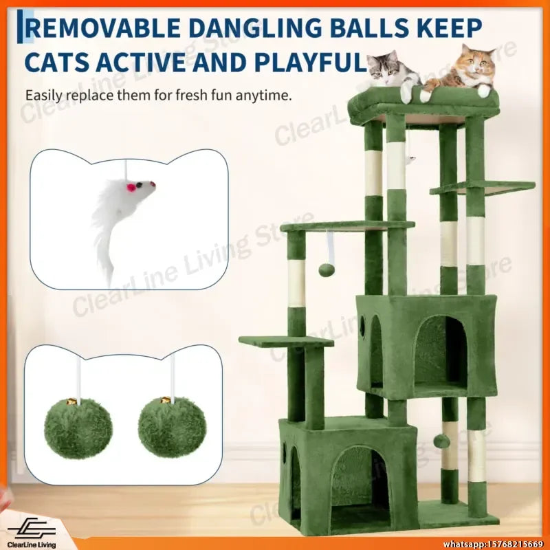 Multi-Level Cat Tree Tower for Large Cats Maine Coons with Perch Condos Sisal Scratching Posts Play Toys Indoor Cat Furniture