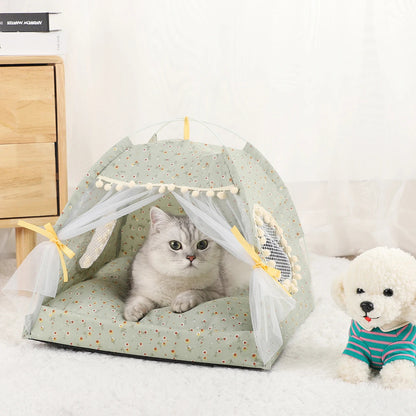 Pet Tent Bed Cats House Supplies Products Accessories Warm Cushions Furniture Sofa Basket Beds Winter Clamshell Kitten Tents Cat Horizon