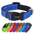 Reflective Adjustable Padded Dog Collar Soft Breathable Pet Neck Strap for Medium Large Dogs Durable Safety Collar for Night