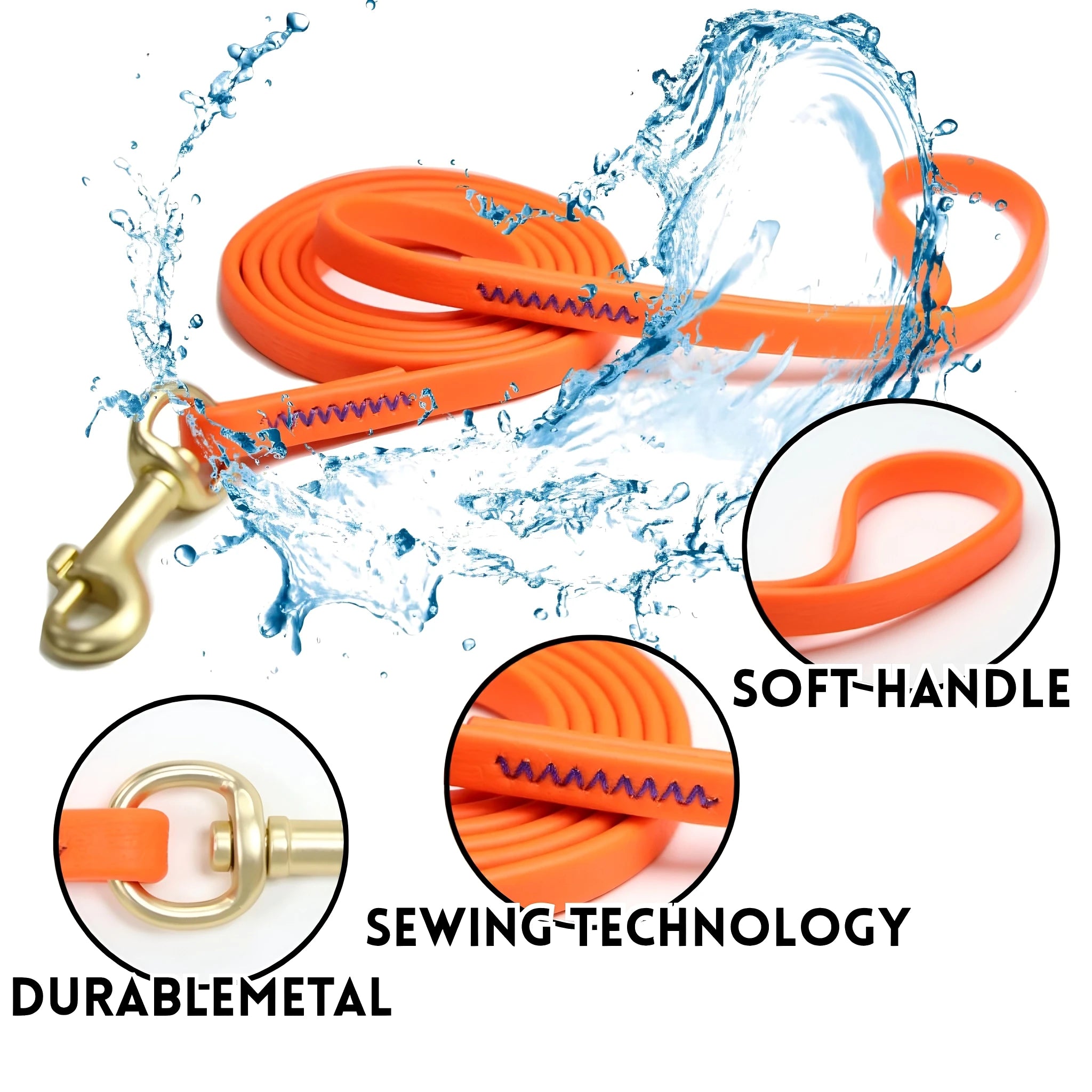 Heavy Duty Waterproof PVC Dog Leash Bite Resistant 1.5-9m Training Rope for Small Medium Large Dogs Anti-Slip Handle 7 Colors
