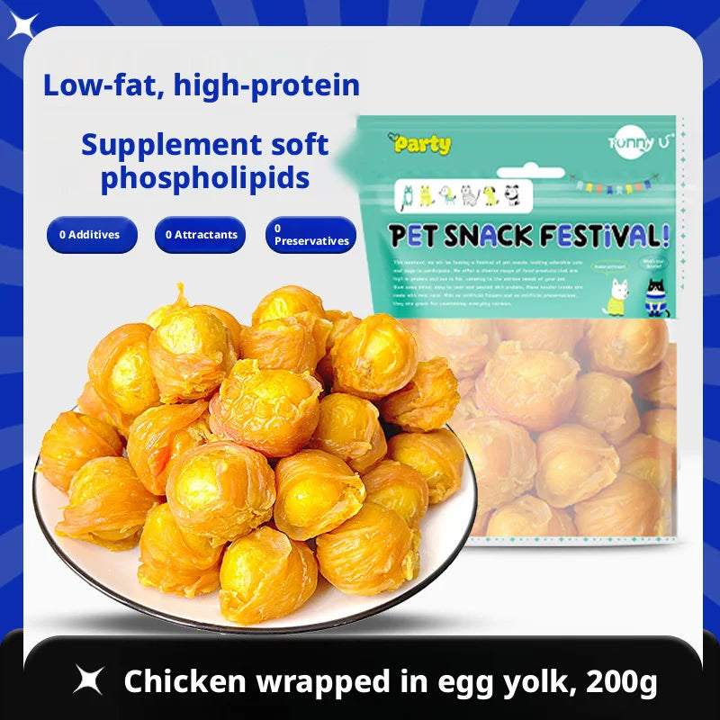 SHINEKNOT Pet Snacks Pure Chicken And Duck Meat Pack Freeze-Dried Egg Yolk Beautiful Fur Clean Teeth 200g Dog Snacks