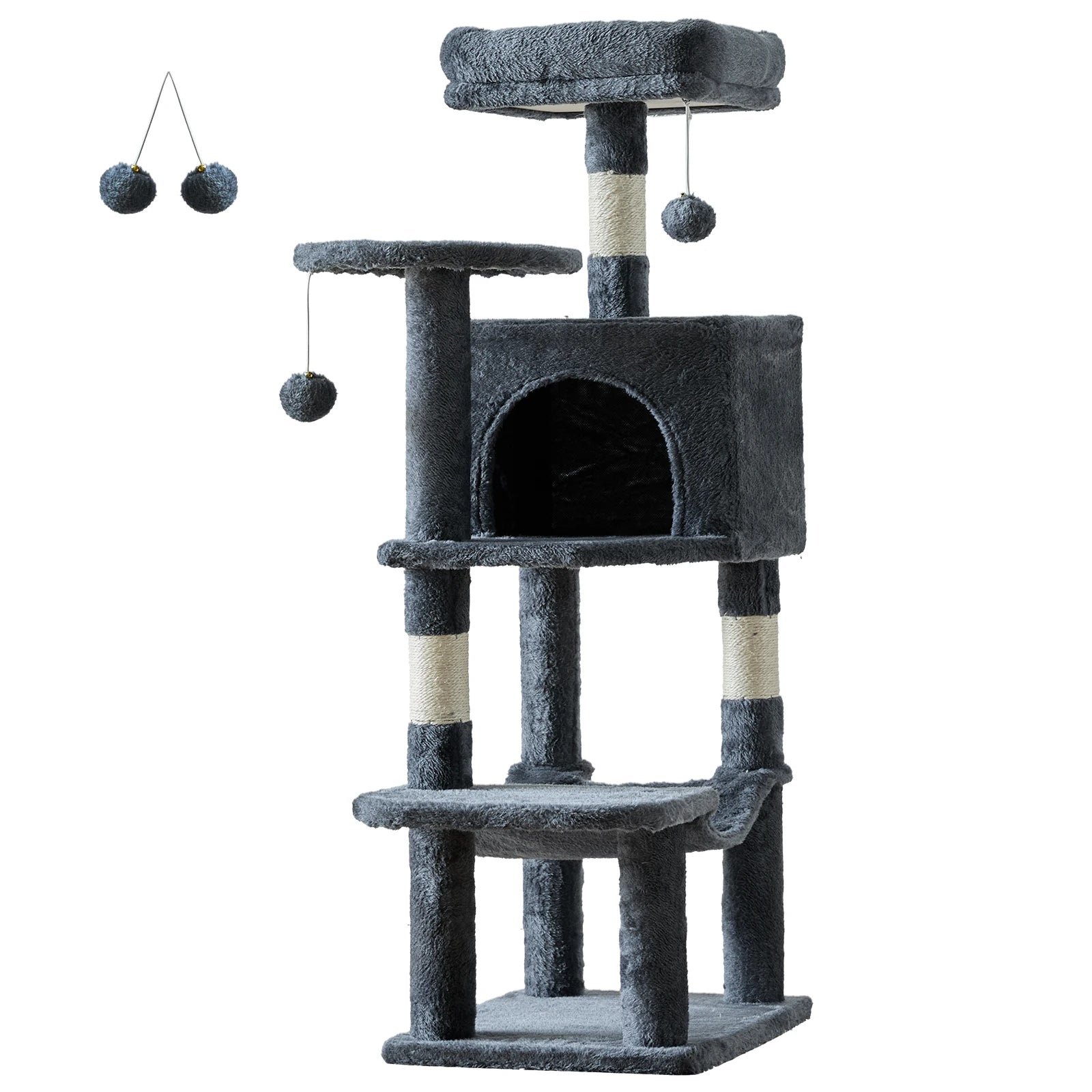 44 Inch Tall Cat Tree Tower for Multiple Cats with Sisal Scratching Posts Condo Perch Platform Indoor Cat Furniture Pet