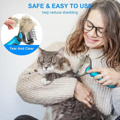 2-in-1 Stainless Deshedding Brush &amp; Fur Knot Cutter Horizon