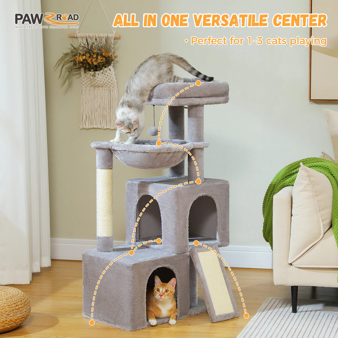 large multi-level cat tree for indoor cats