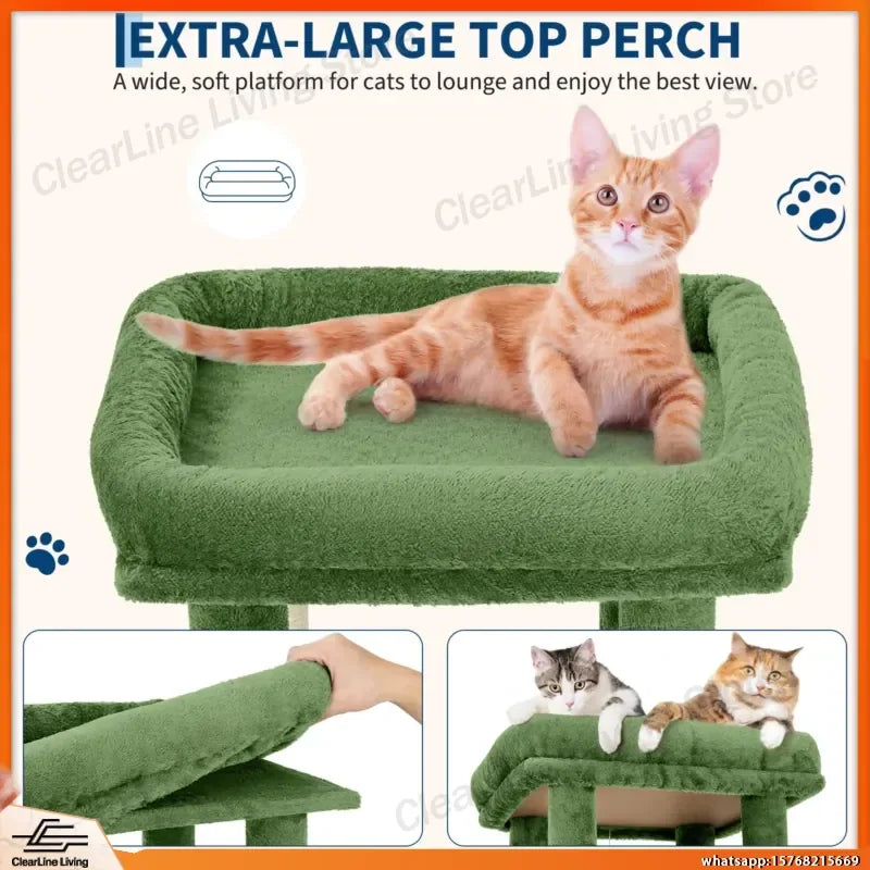 Multi-Level Cat Tree Tower for Large Cats Maine Coons with Perch Condos Sisal Scratching Posts Play Toys Indoor Cat Furniture