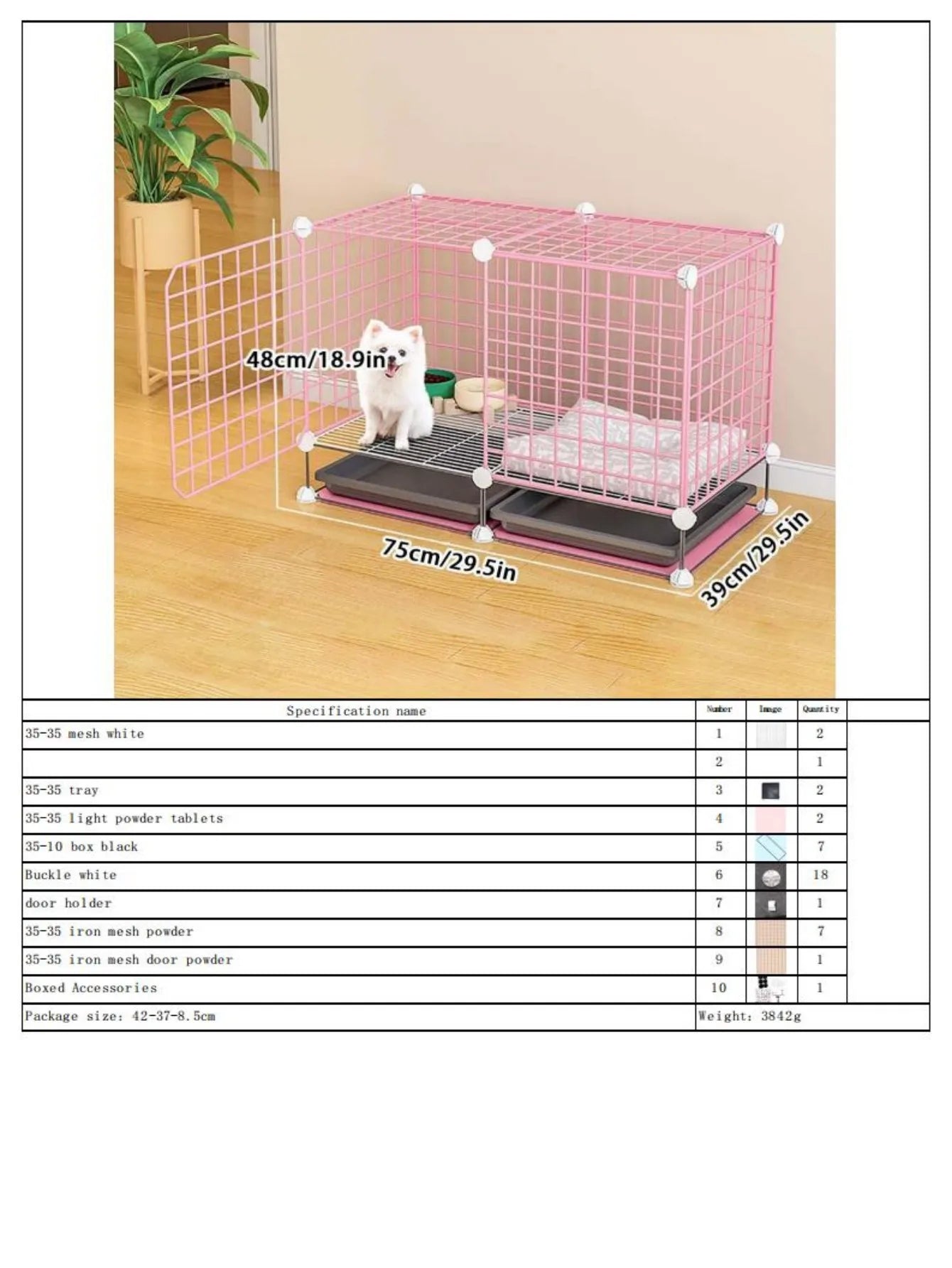 Modular Dog Cage for Small and Medium-Sized Puppies, with a Pull-Out Tray, Suitable for Corgis, Teddy Dogs, and Pomeranians, Indoor Home Dog Enclosure