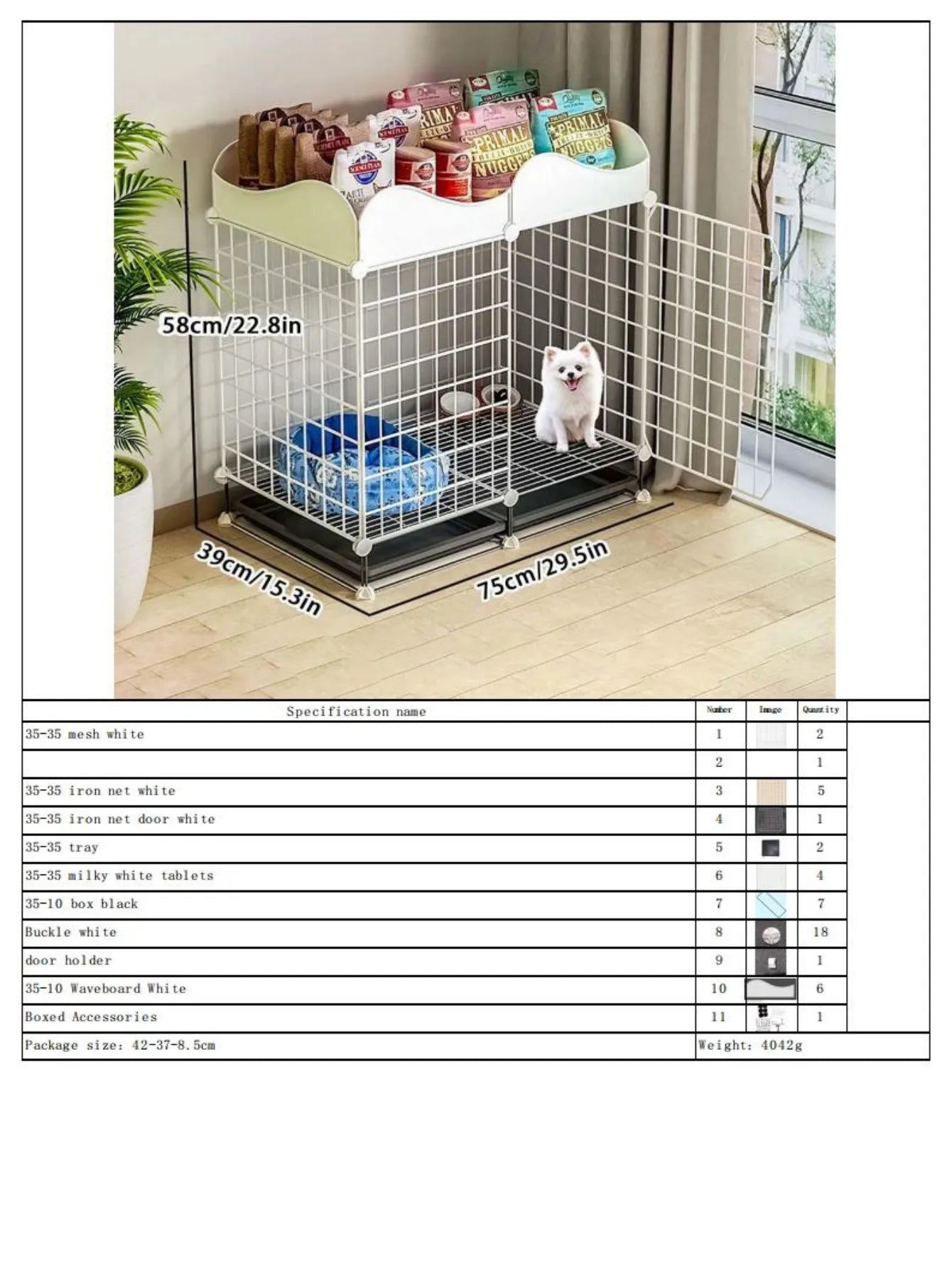Modular Dog Cage for Small and Medium-Sized Puppies, with a Pull-Out Tray, Suitable for Corgis, Teddy Dogs, and Pomeranians, Indoor Home Dog Enclosure