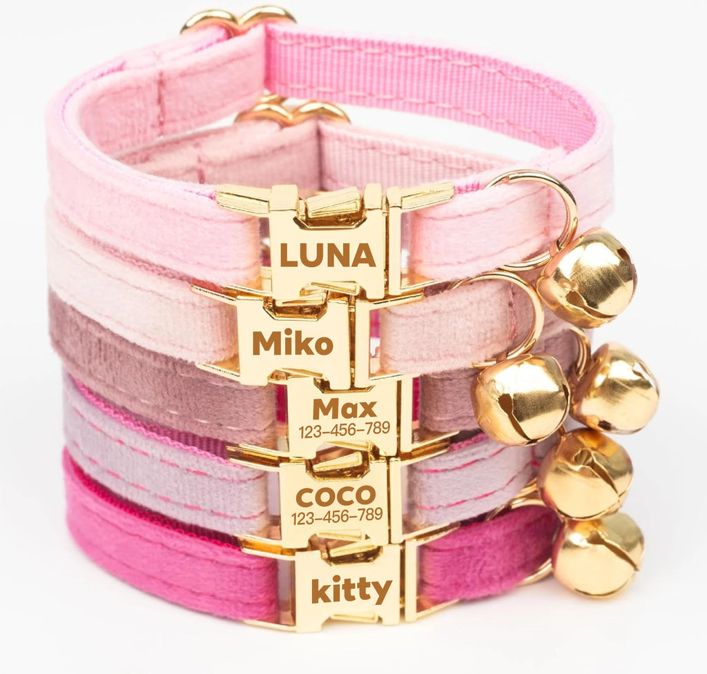 Personalized Velvet Collar Soft Pet Choker Free Custom Name Phone Number Adjustable Velvet Kitty Neckband Small Dog Identity
